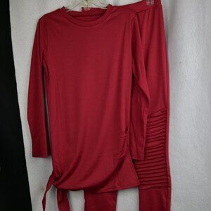 Women's Red Shein Top And Pants Set Size L